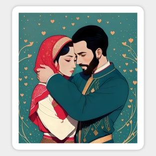 arab couple on wedding night Sticker